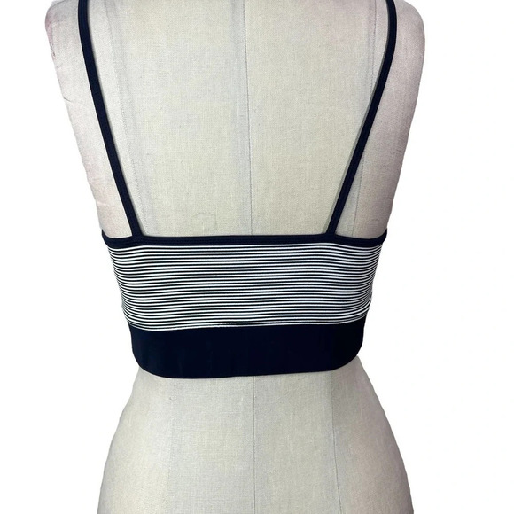 Nylora Navy Blue Striped Sports Bra Cropped Tank Top Size Small - Picture 8 of 10